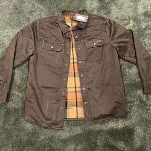 Legendary Whitetails Dark Brown Shirt Jacket with Plaid Lining